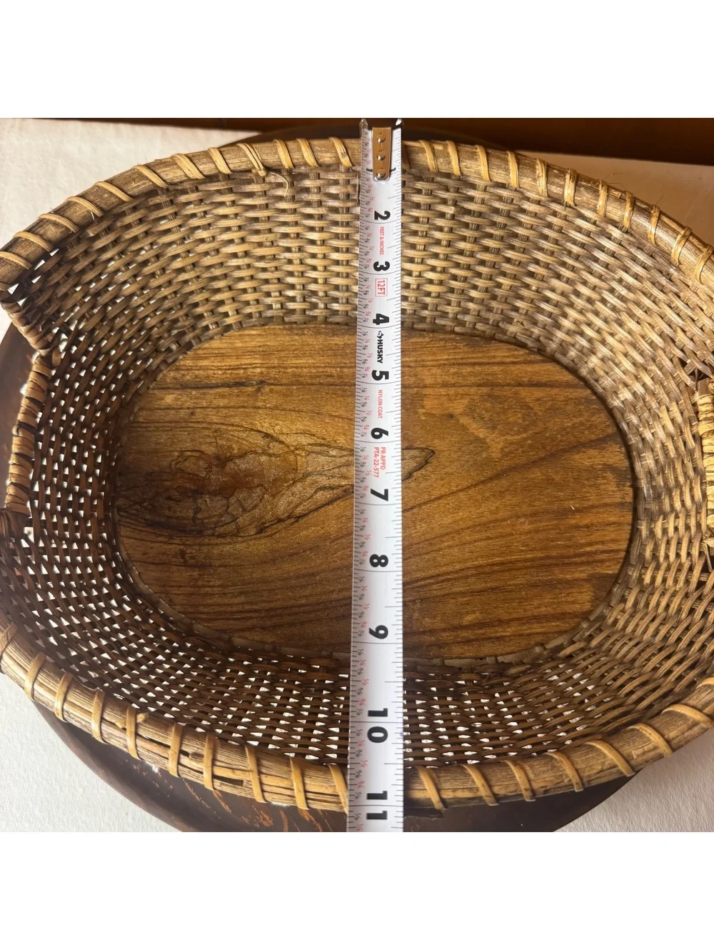 Vintage Woven Basket Stonewall Kitchen Wood Bottom Serving Tray 14 Inch